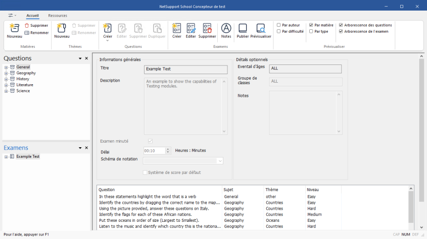 Test Designee L'interface Examen
