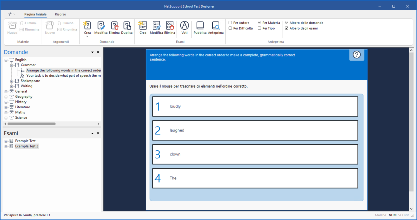 Test Designee L'Interfaccia Domande