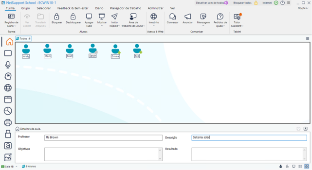 Tutor Console in home view, showing a selection of Student icons.